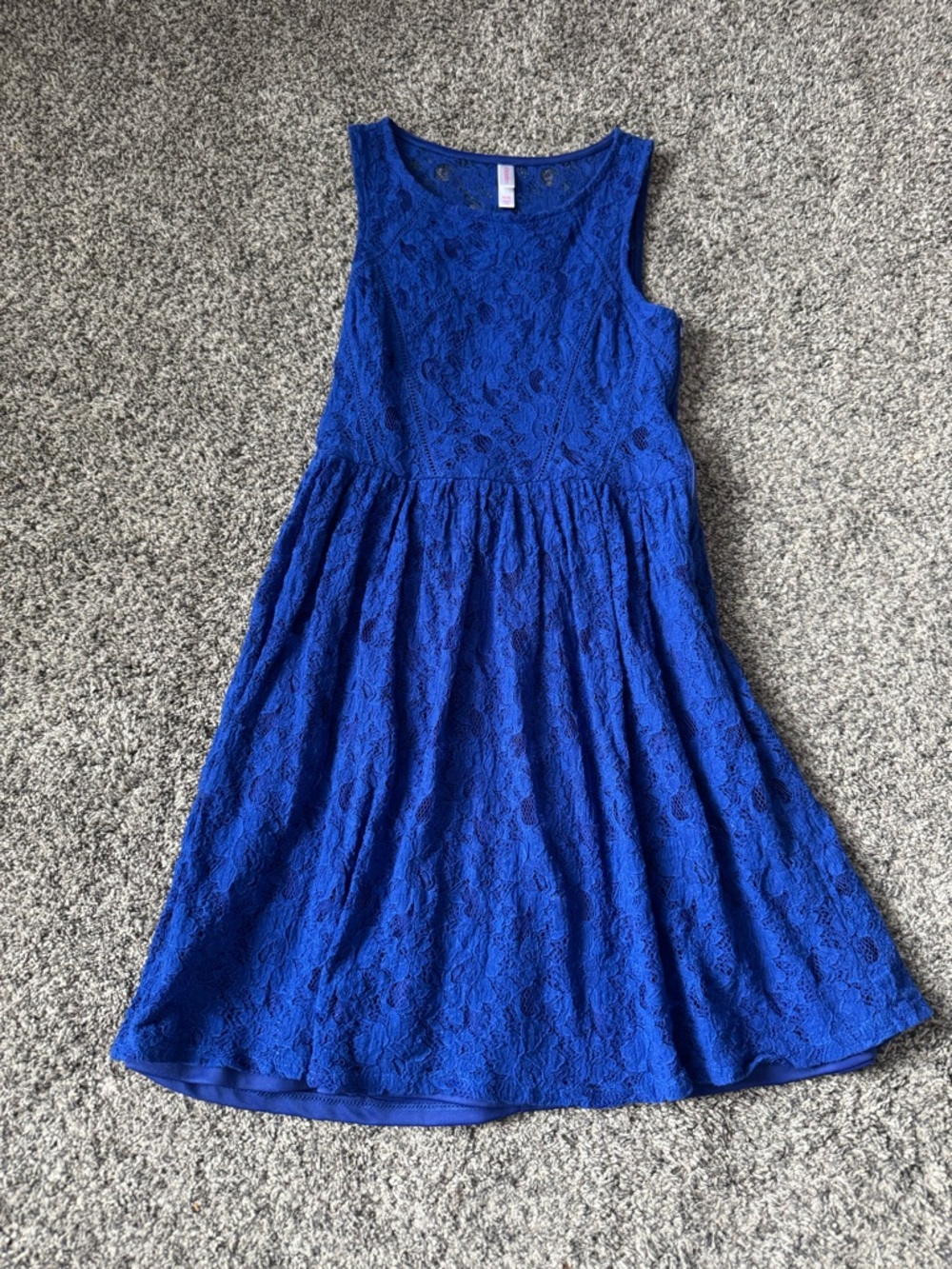 Xhilaration Cobalt Blue Lace Fit-and-Flare Mini Dress